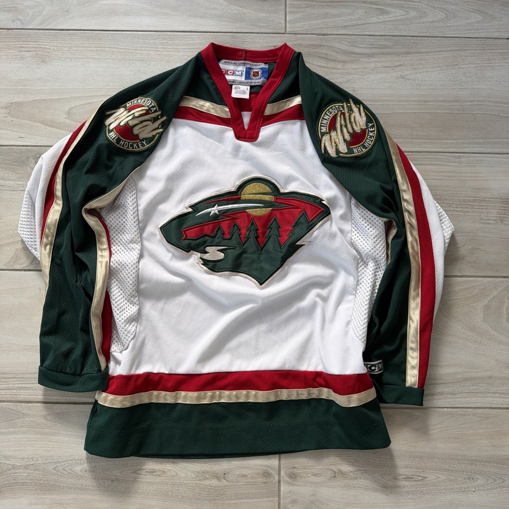 Minnesota Wild Vintage CCM Maska Air Knit White Jersey Large L VTG 2000s NWOT